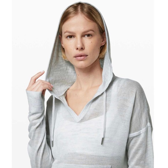 Lululemon Linen Street To Shore Lightweight Hoodie Heathered Almost Blue 10 - Picture 3 of 4